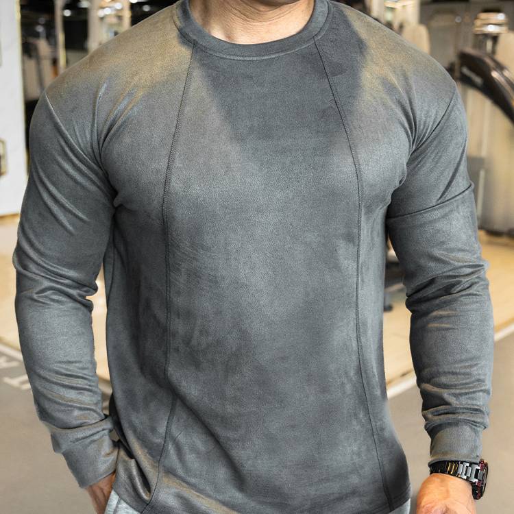 Mens Casual Sportswear 95%polyester 5%spandex Long Sleeve Shirt YH-CX17 print logo 20