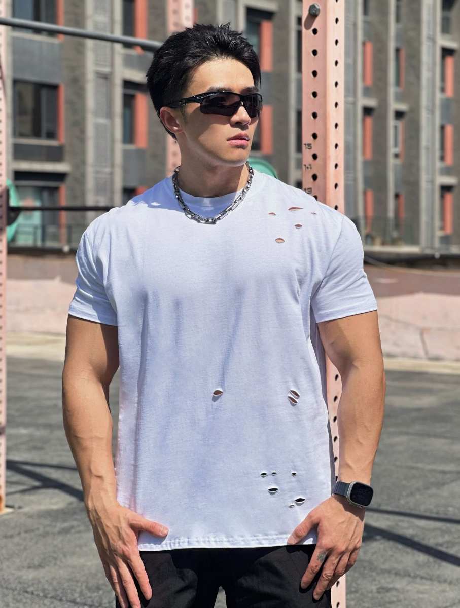 Mens Gym Sportswear 100% cotton T Shirt YH-TX33 print logo 39