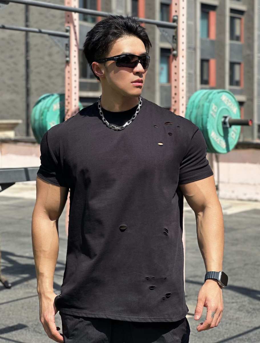 Mens Gym Sportswear 100% cotton T Shirt YH-TX33 print logo 43