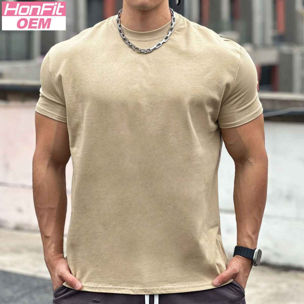 Mens Gym Sportswear 100% cotton T Shirt YH-TX33 print logo 13
