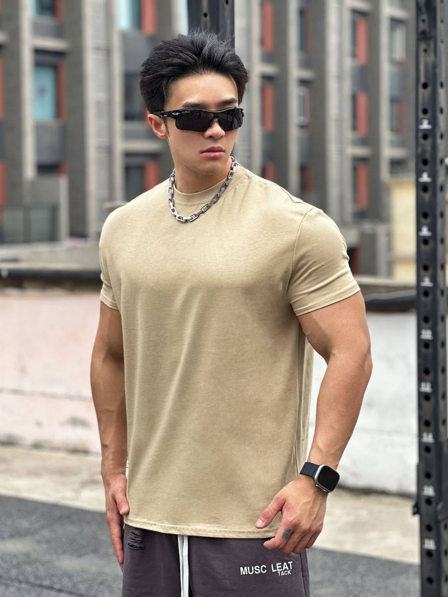 Mens Gym Sportswear 100% cotton T Shirt YH-TX33 print logo 35