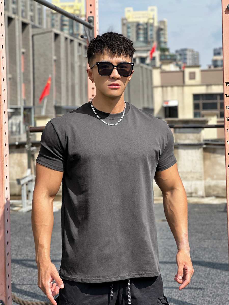 Mens Gym Sportswear 100% cotton T Shirt YH-TX33 print logo 27