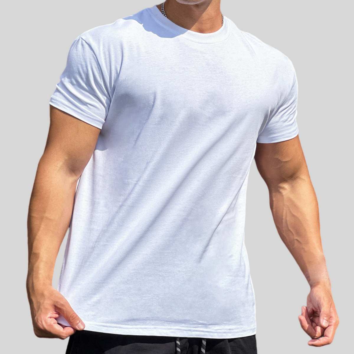Mens Gym Sportswear 100% cotton T Shirt YH-TX33 print logo 1