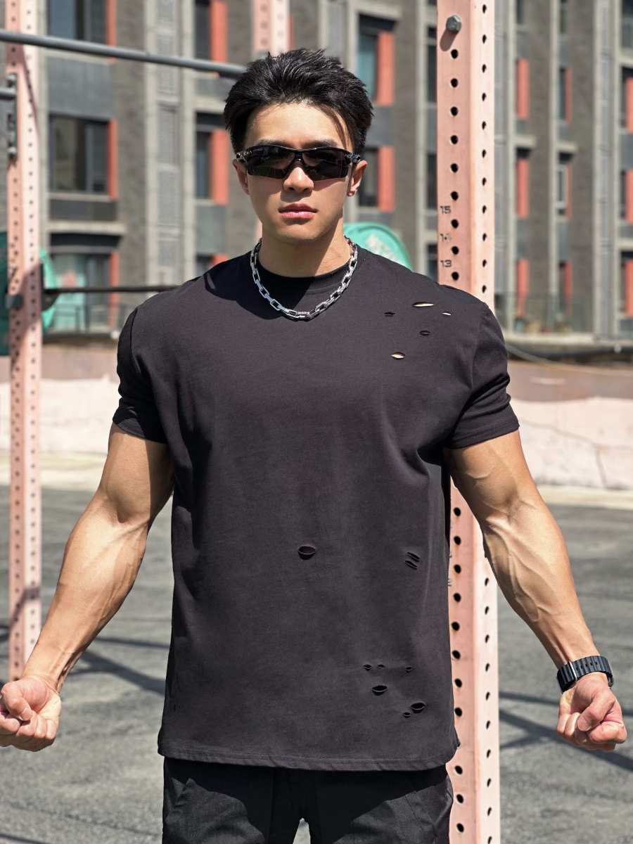 Mens Gym Sportswear 100% cotton T Shirt YH-TX33 print logo 44