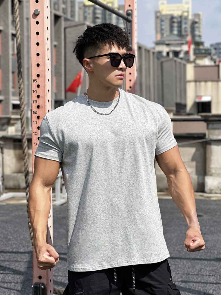Mens Gym Sportswear 100% cotton T Shirt YH-TX33 print logo 28