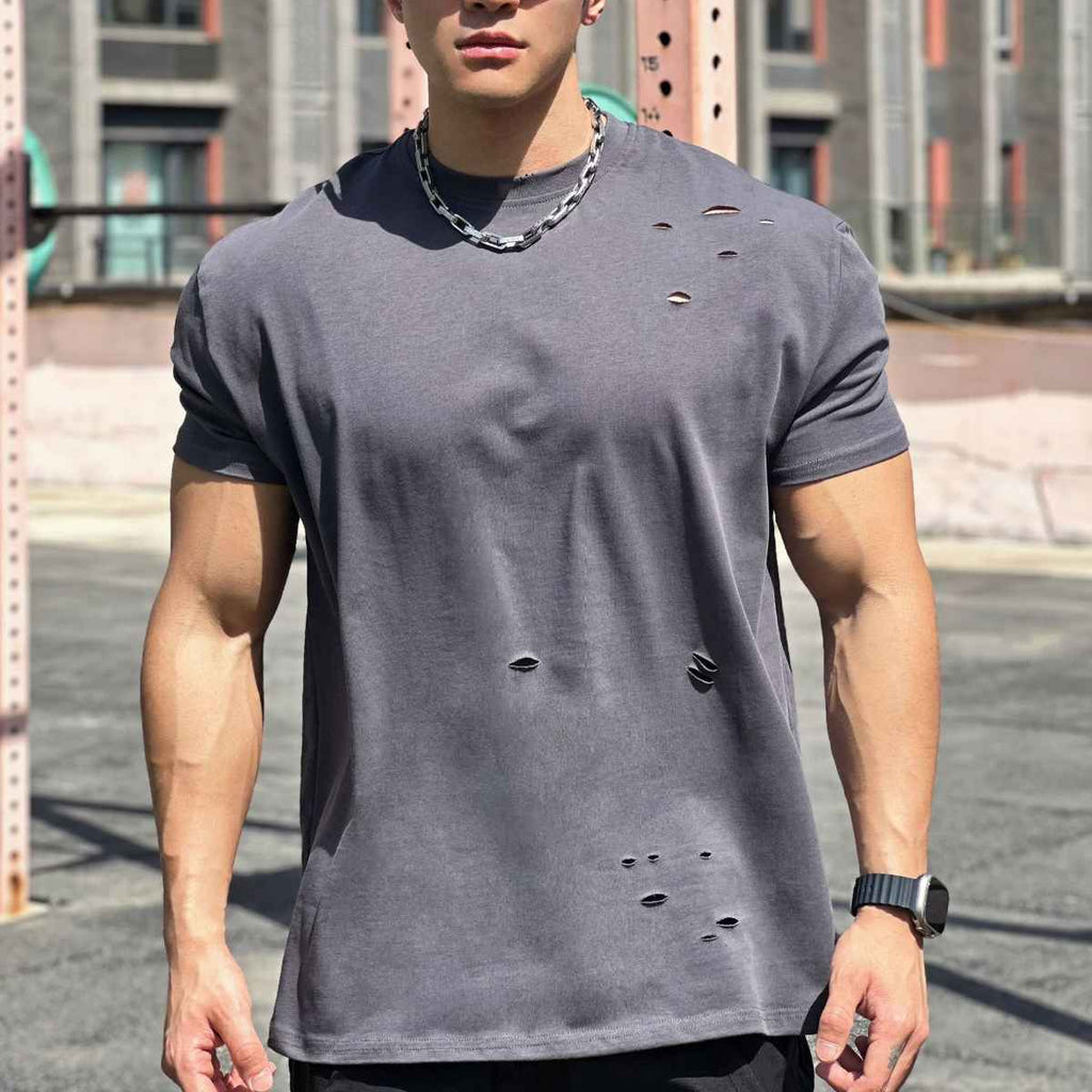 Mens Gym Sportswear 100% cotton T Shirt YH-TX33 print logo 52