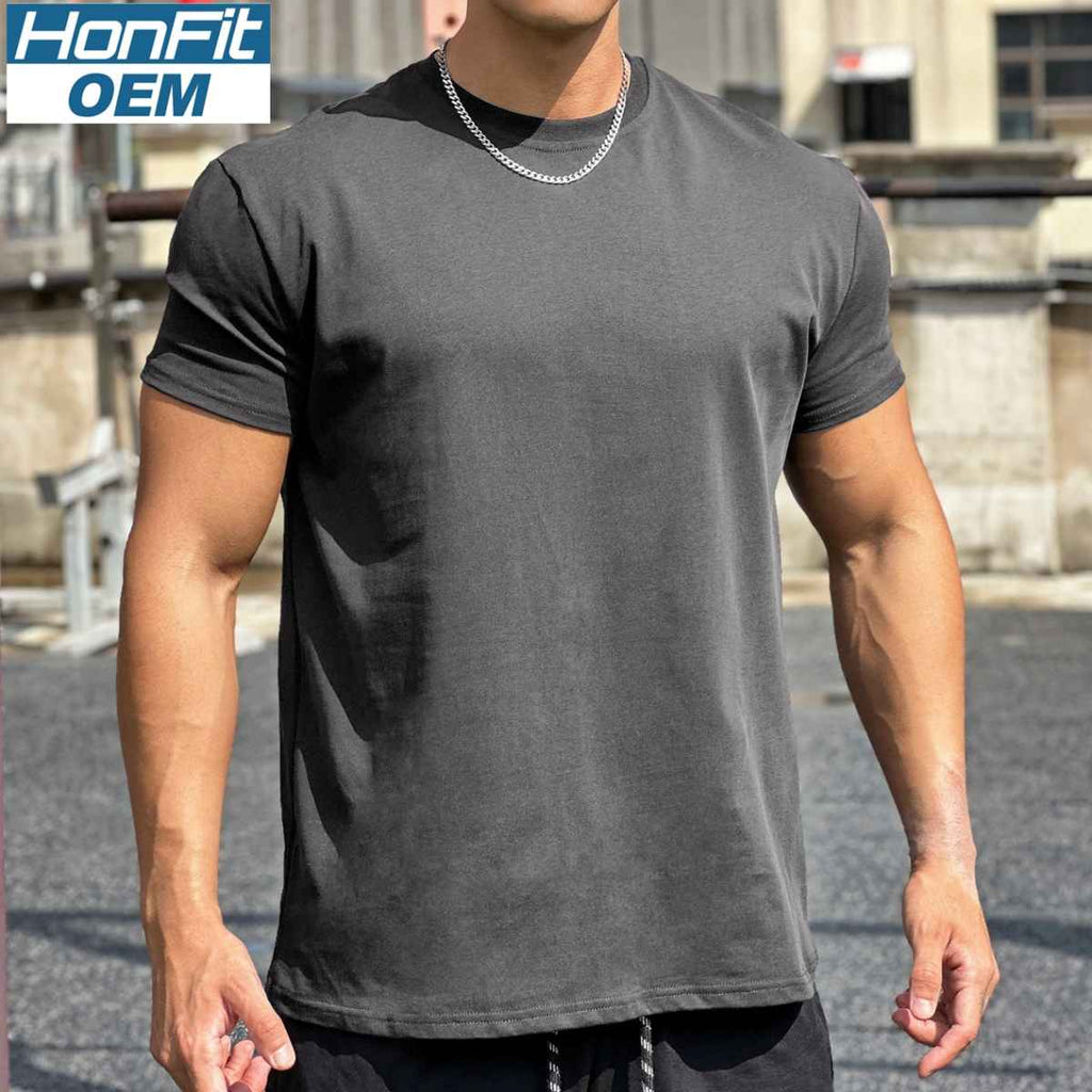 Mens Gym Sportswear 100% cotton T Shirt YH-TX33 print logo 18
