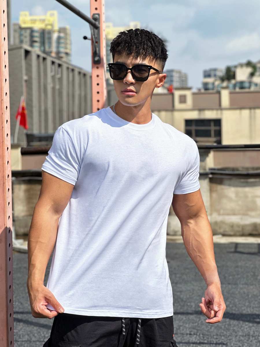 Mens Gym Sportswear 100% cotton T Shirt YH-TX33 print logo 22