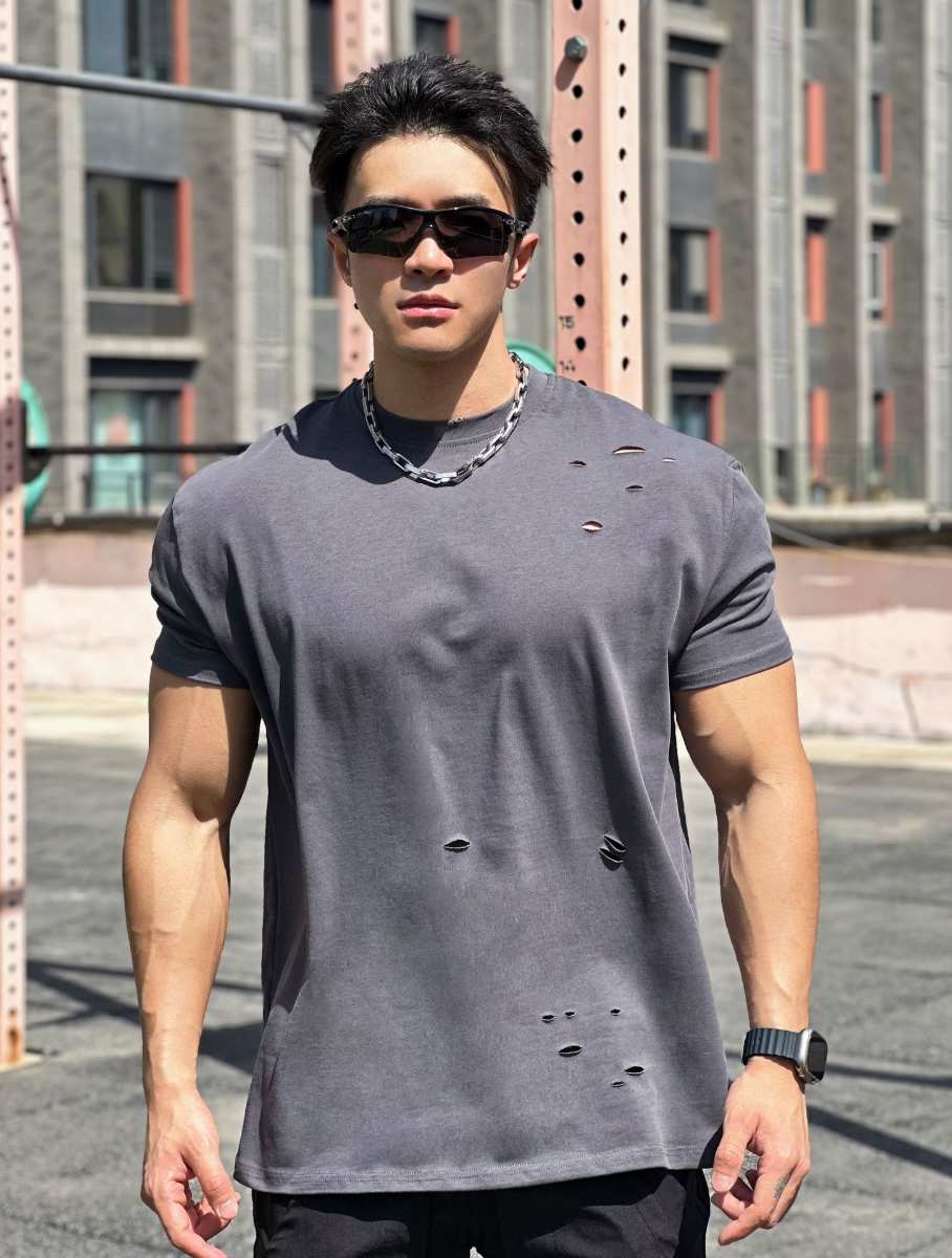 Mens Gym Sportswear 100% cotton T Shirt YH-TX33 print logo 41