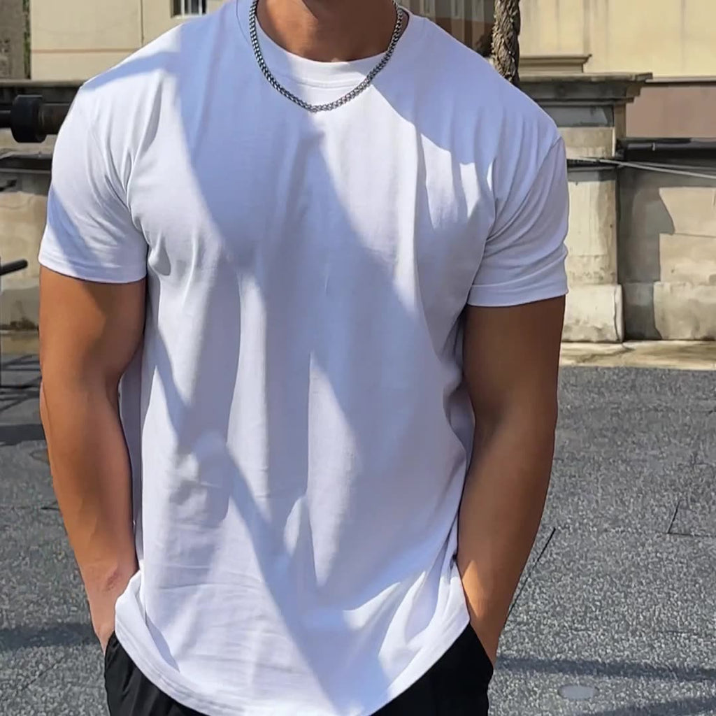 Mens Gym Sportswear 100% cotton T Shirt YH-TX33 print logo 19