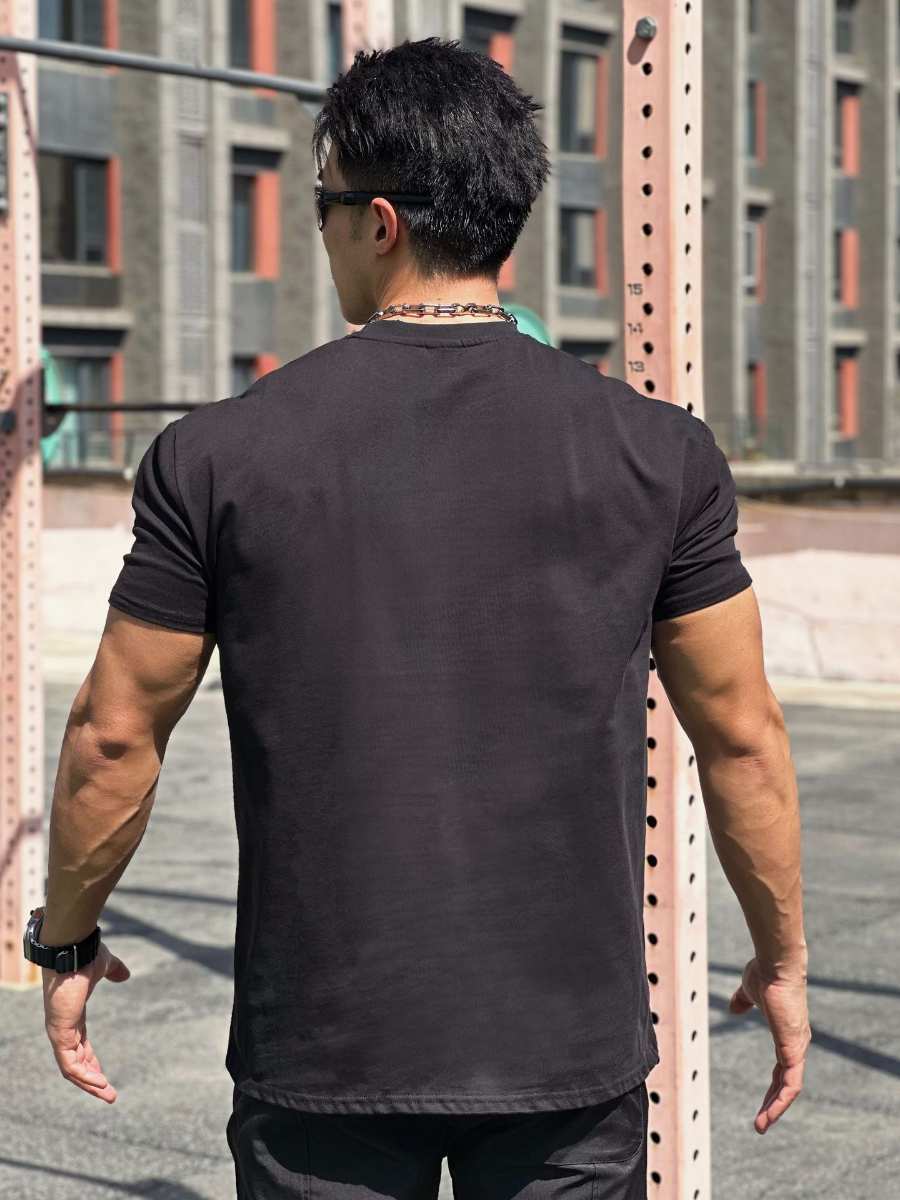 Mens Gym Sportswear 100% cotton T Shirt YH-TX33 print logo 45