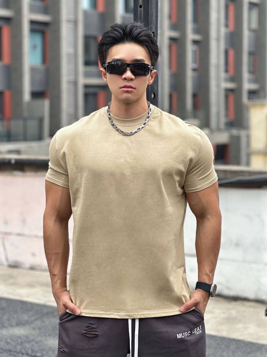 Mens Gym Sportswear 100% cotton T Shirt YH-TX33 print logo 33