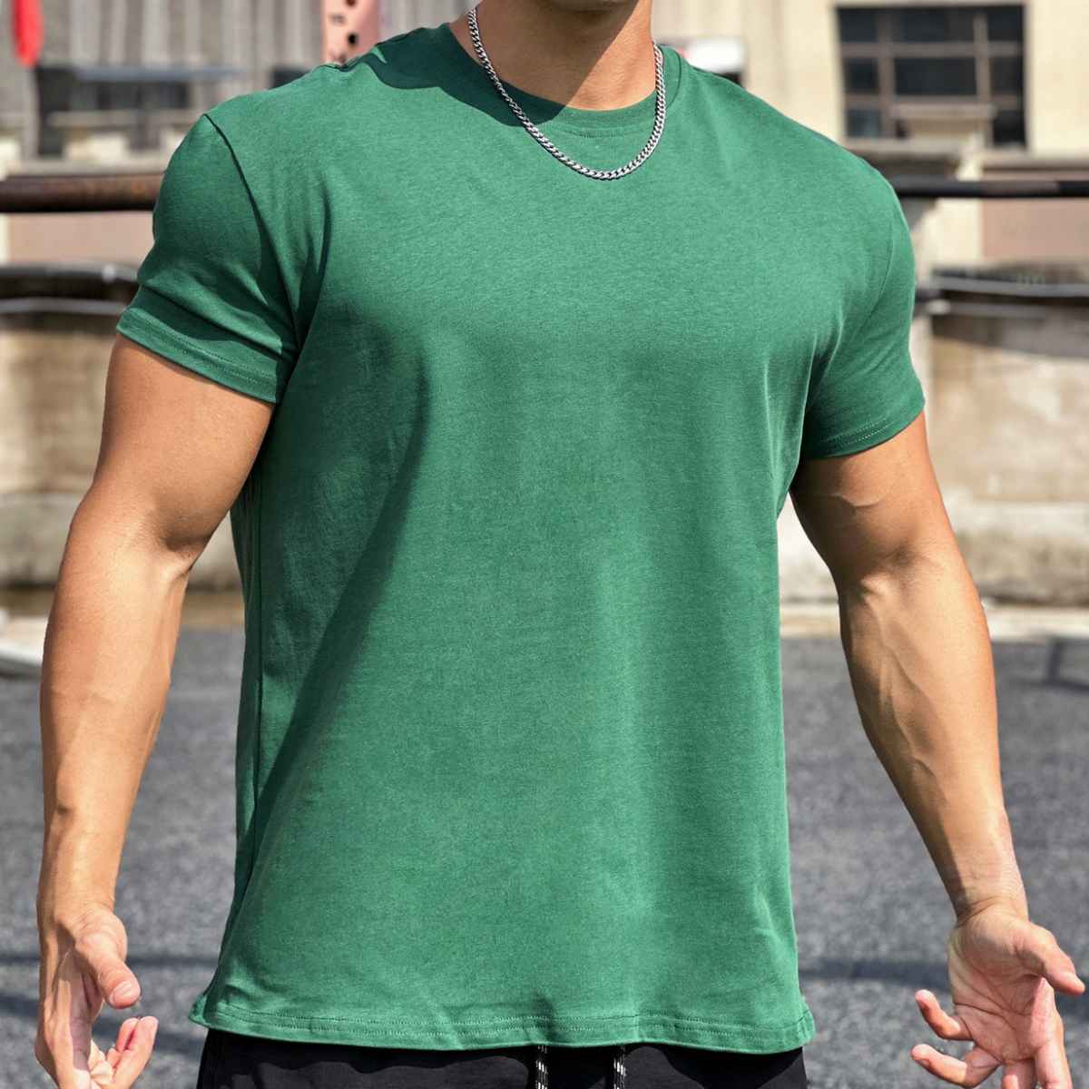 Mens Gym Sportswear 100% cotton T Shirt YH-TX33 print logo 50