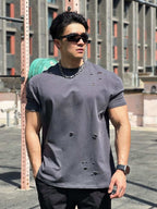 Mens Gym Sportswear 100% cotton T Shirt YH-TX33 print logo 42