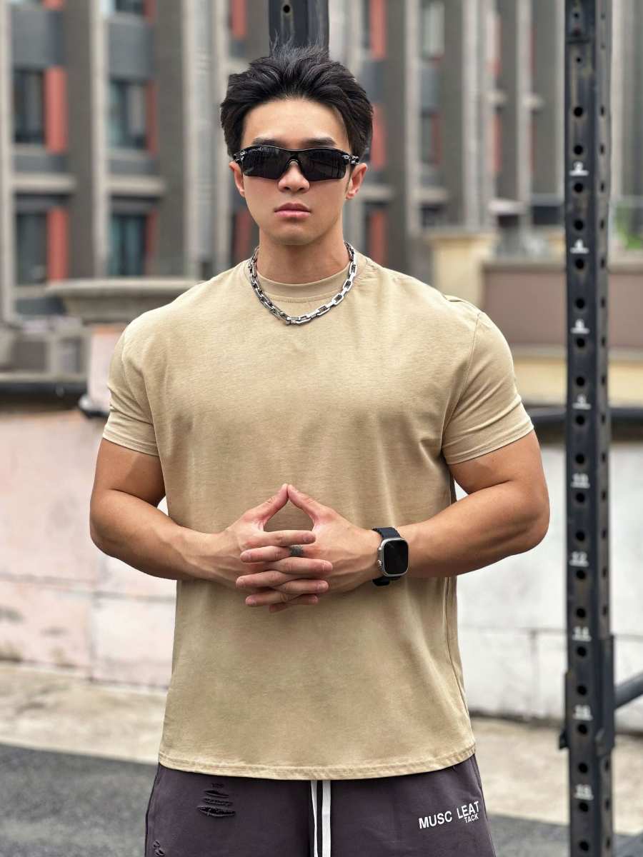 Mens Gym Sportswear 100% cotton T Shirt YH-TX33 print logo 34
