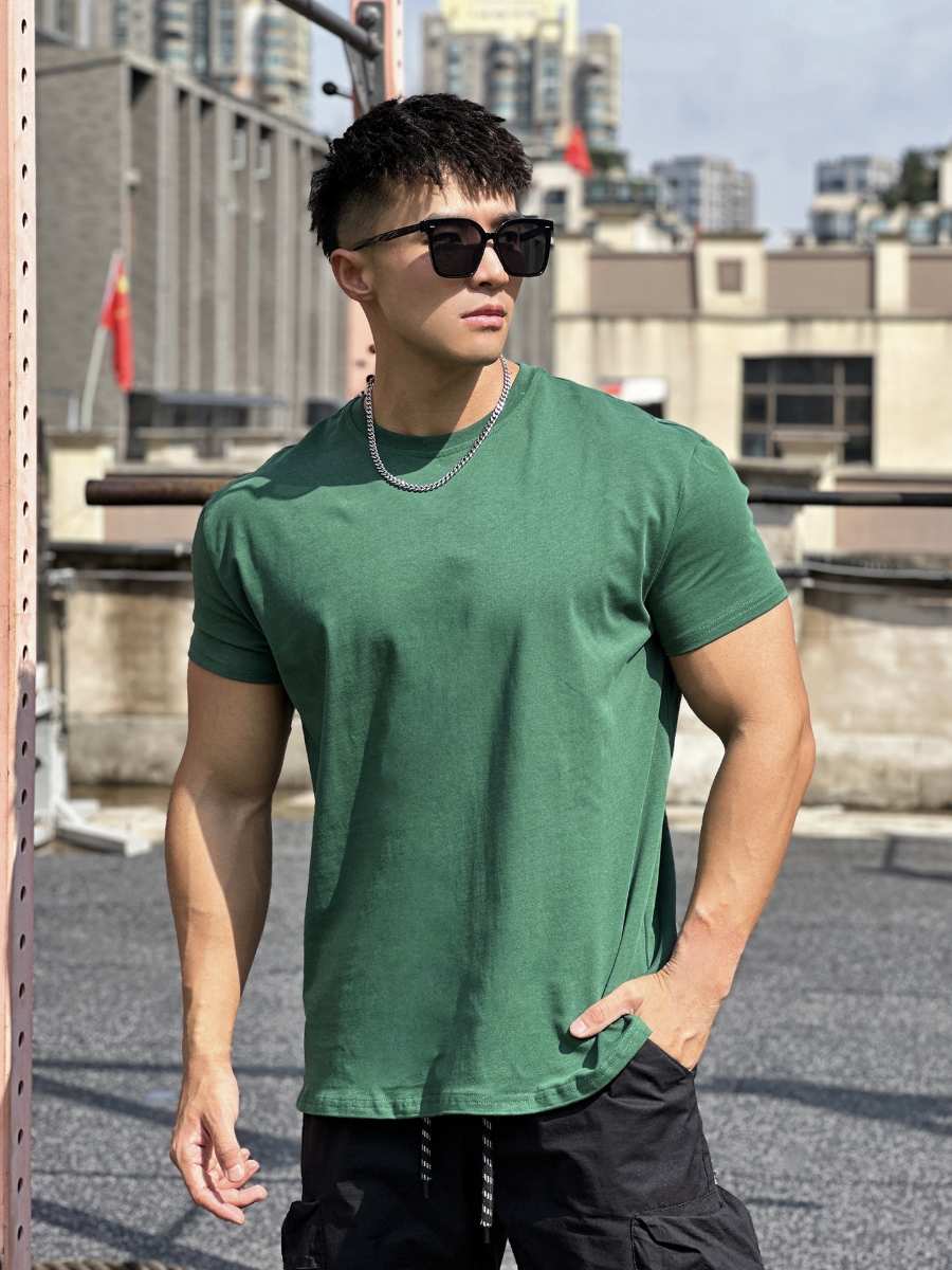 Mens Gym Sportswear 100% cotton T Shirt YH-TX33 print logo 38