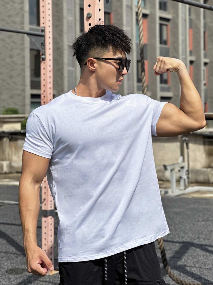 Mens Gym Sportswear 100% cotton T Shirt YH-TX33 print logo 30
