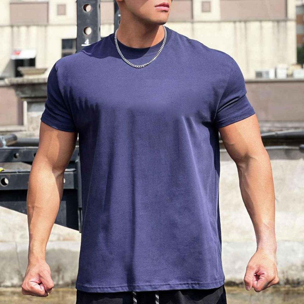 Mens Gym Sportswear 100% cotton T Shirt YH-TX33 print logo 8