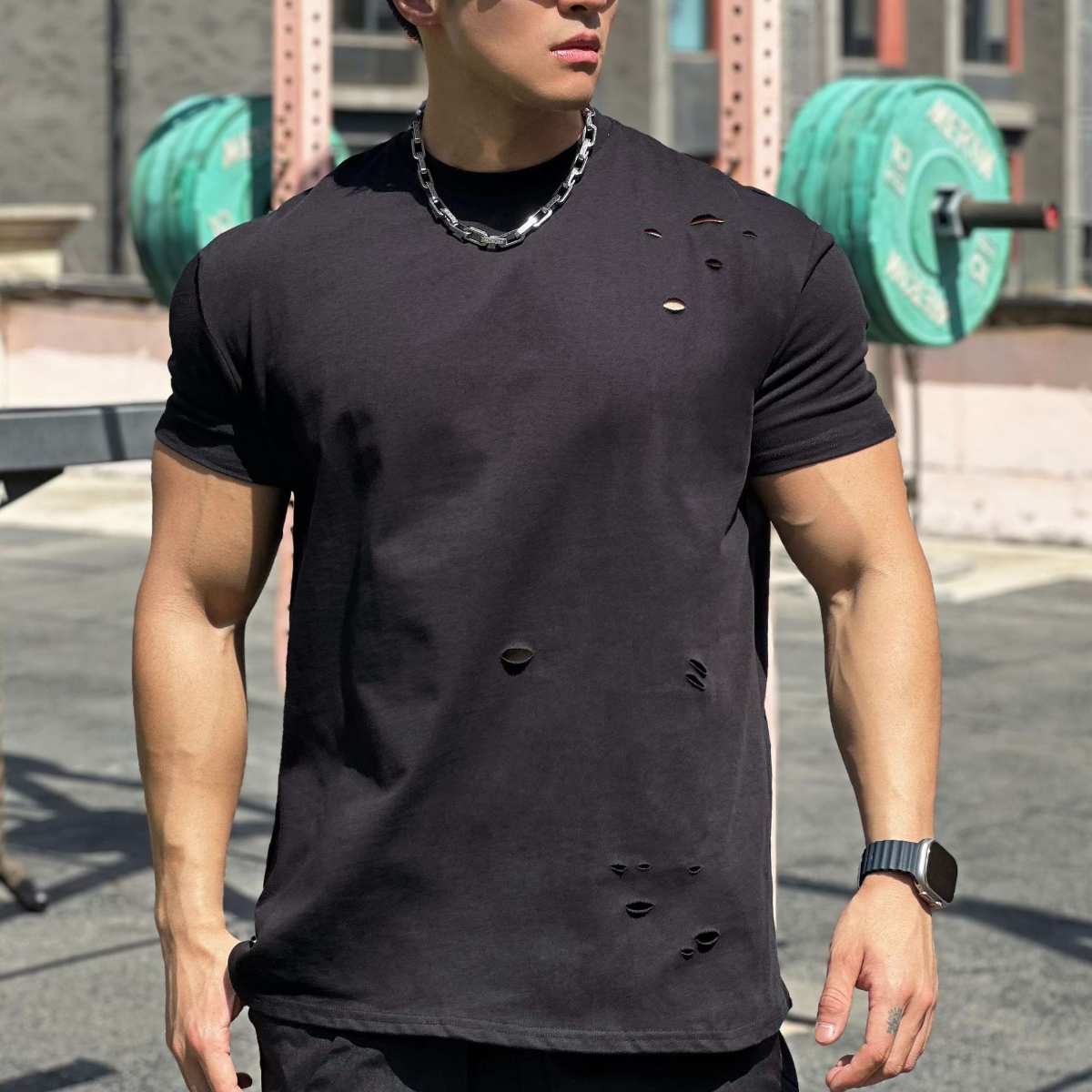 Mens Gym Sportswear 100% cotton T Shirt YH-TX33 print logo 54