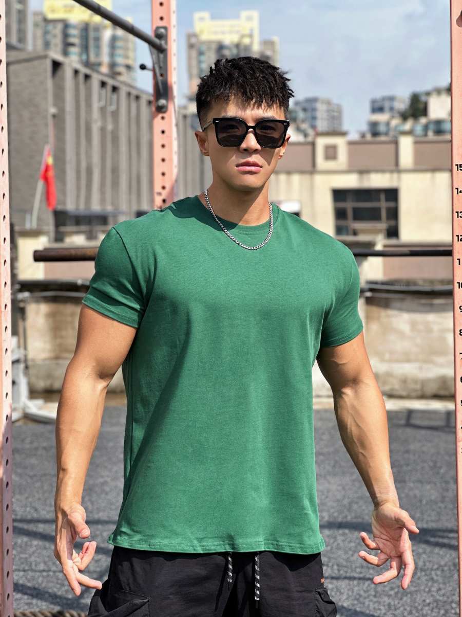 Mens Gym Sportswear 100% cotton T Shirt YH-TX33 print logo 24