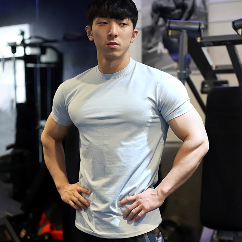 Mens Gym Training 95% Polyester 5% Spandex T Shirt YW-L-5001 print logo 5
