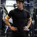 Mens Gym Training 95% Polyester 5% Spandex T Shirt YW-L-5001 print logo 29