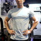Mens Gym Training 95% Polyester 5% Spandex T Shirt YW-L-5001 print logo 37