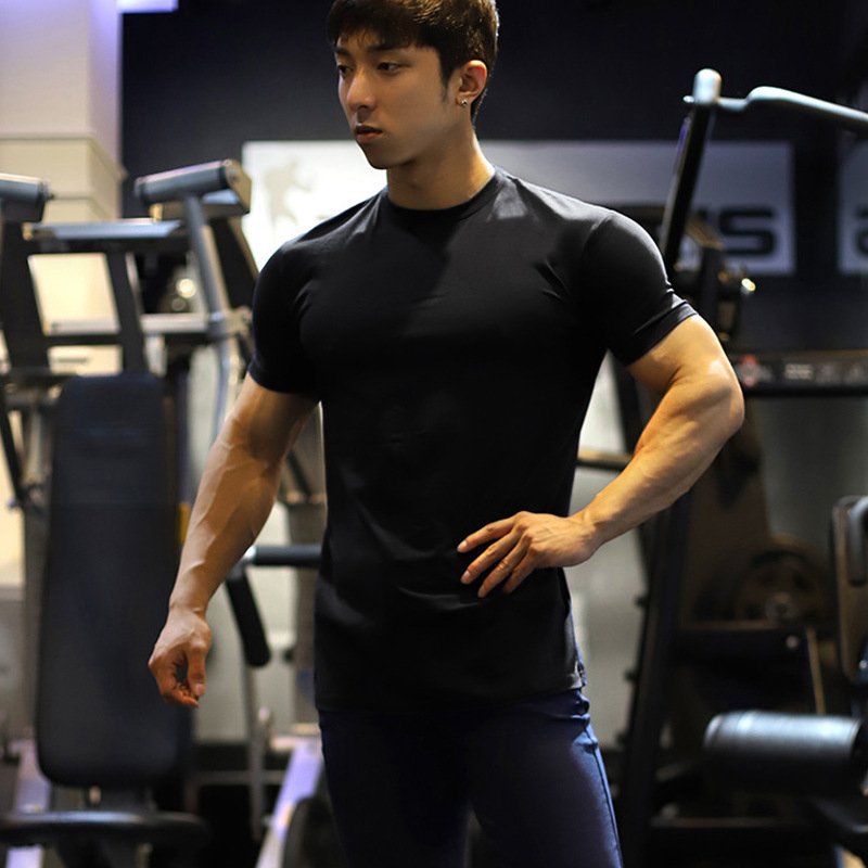 Mens Gym Training 95% Polyester 5% Spandex T Shirt YW-L-5001 print logo 30