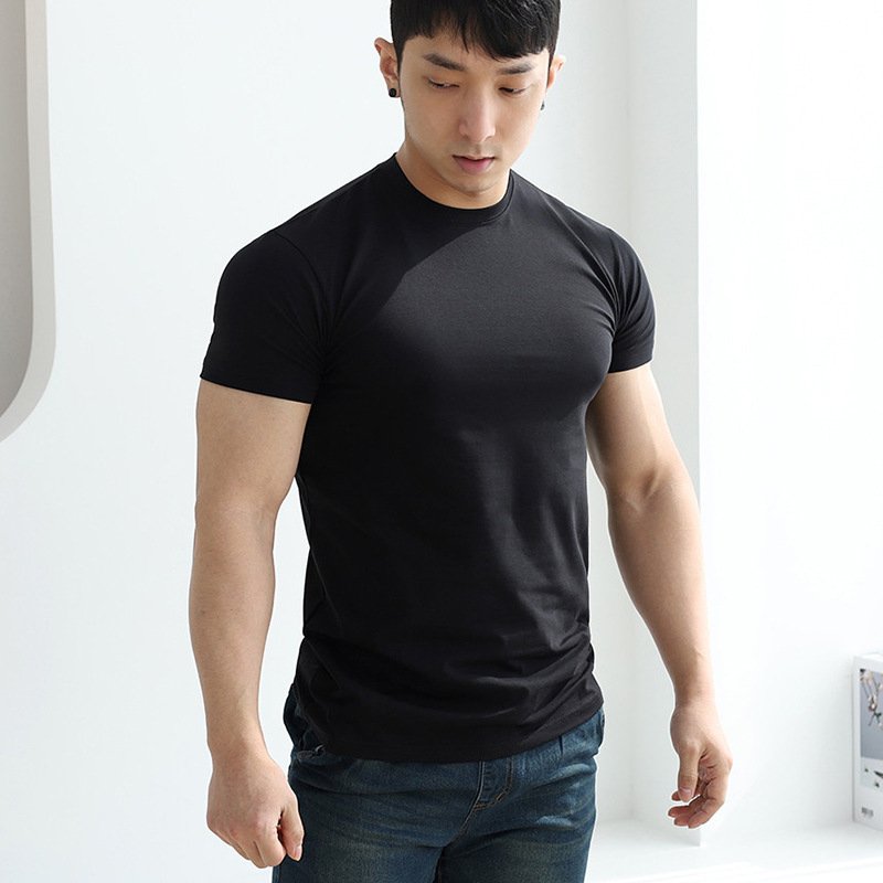 Mens Gym Training 95% Polyester 5% Spandex T Shirt YW-L-5001 print logo 34
