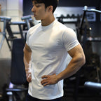 Mens Gym Training 95% Polyester 5% Spandex T Shirt YW-L-5001 print logo 18