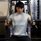 Mens Gym Training 95% Polyester 5% Spandex T Shirt YW-L-5001 print logo 38