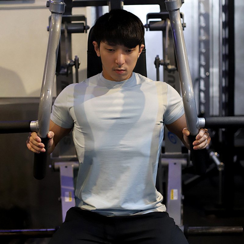 Mens Gym Training 95% Polyester 5% Spandex T Shirt YW-L-5001 print logo 38