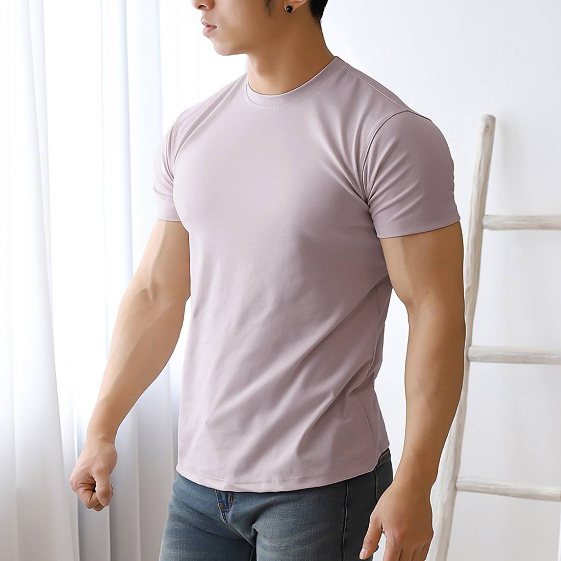 Mens Gym Training 95% Polyester 5% Spandex T Shirt YW-L-5001 print logo 7