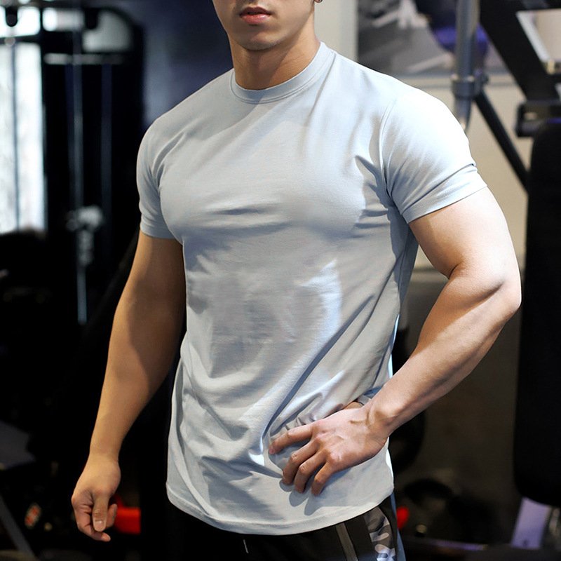 Mens Gym Training 95% Polyester 5% Spandex T Shirt YW-L-5001 print logo 39