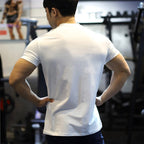 Mens Gym Training 95% Polyester 5% Spandex T Shirt YW-L-5001 print logo 19