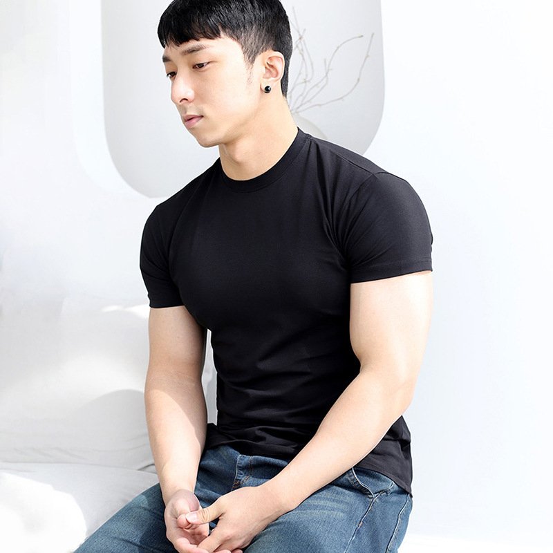 Mens Gym Training 95% Polyester 5% Spandex T Shirt YW-L-5001 print logo 35