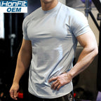 Mens Gym Training 95% Polyester 5% Spandex T Shirt YW-L-5001 print logo 12