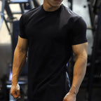Mens Gym Training 95% Polyester 5% Spandex T Shirt YW-L-5001 print logo 16