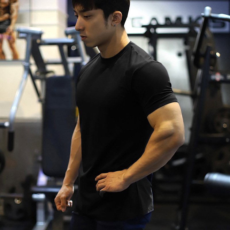 Mens Gym Training 95% Polyester 5% Spandex T Shirt YW-L-5001 print logo 28