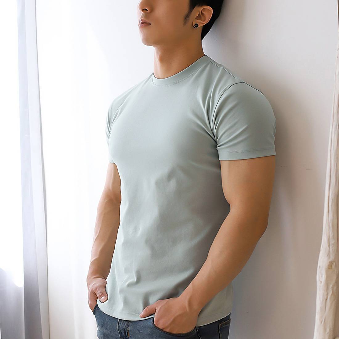 Mens Gym Training 95% Polyester 5% Spandex T Shirt YW-L-5001 print logo 8