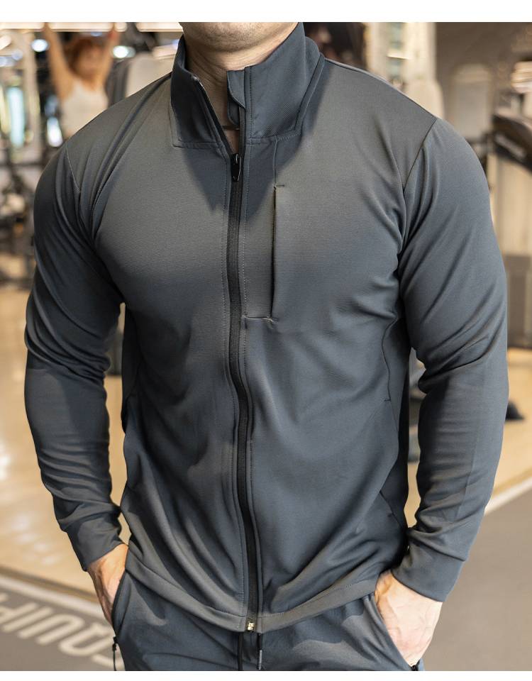 Mens Sports Workout 90%polyester 10%spandex Jacket YX-C01 print logo 26