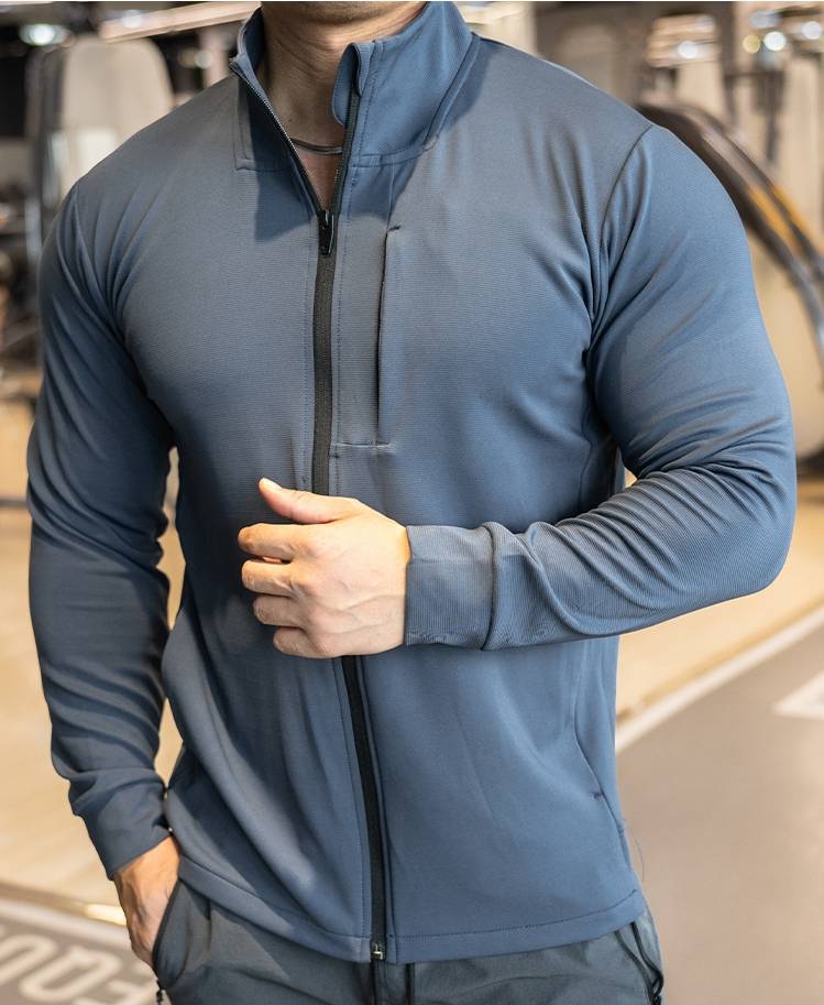 Mens Sports Workout 90%polyester 10%spandex Jacket YX-C01 print logo 34