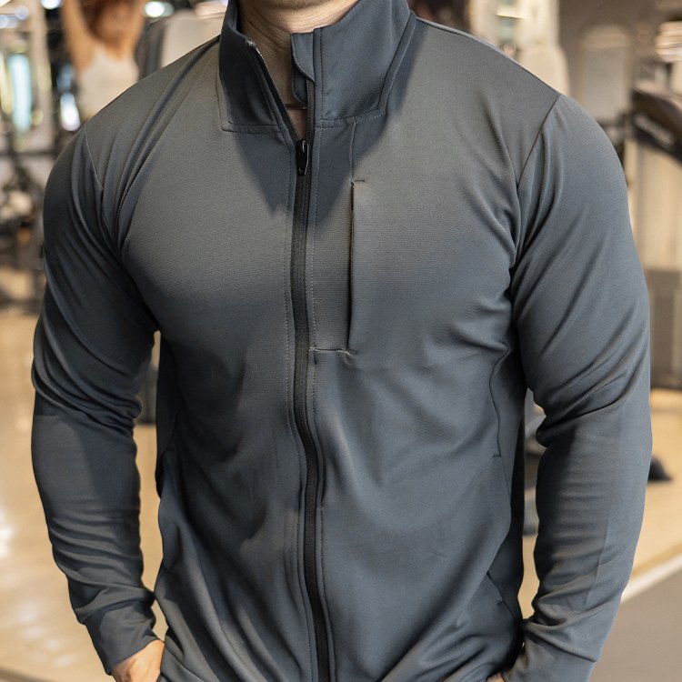 Mens Sports Workout 90%polyester 10%spandex Jacket YX-C01 print logo 18