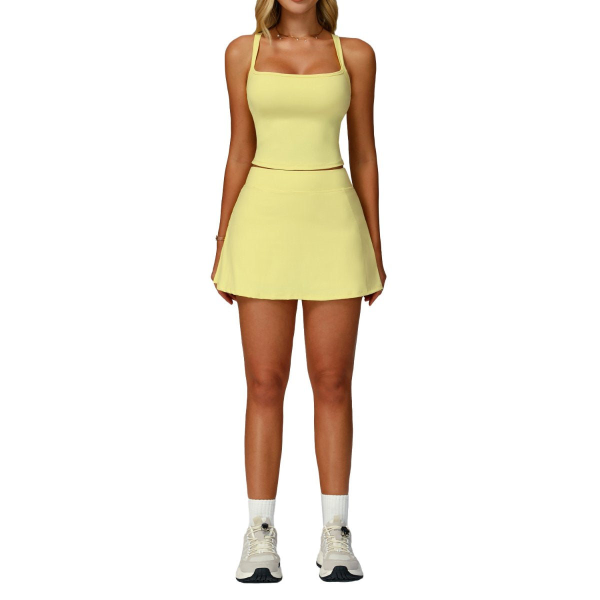 Womens Causal 78%Nylon 22%Spandex Tennis Skirts Set Z-2002 - tank top print logo 13