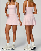 Womens Causal 78%Nylon 22%Spandex Tennis Skirts Set Z-2002 - tank top print logo 11
