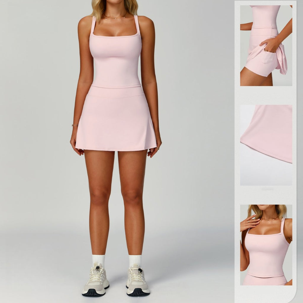 Womens Causal 78%Nylon 22%Spandex Tennis Skirts Set Z-2002 Set print logo 11