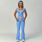 Womens Sports 78%Nylon 22%Spandex Yoga Set Z-2017 - short sleeve print logo 13