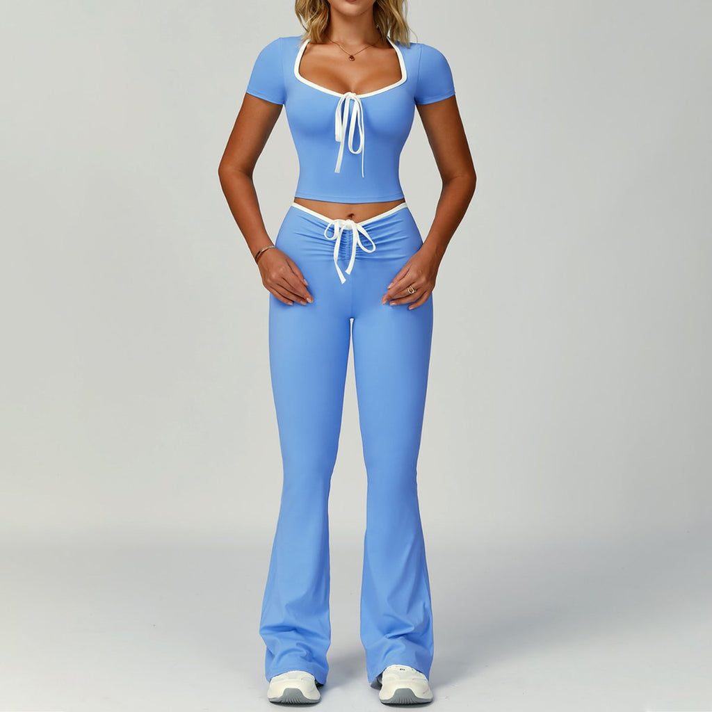 Womens Sports 78%Nylon 22%Spandex Yoga Set Z-2017 - flares pants print logo 22