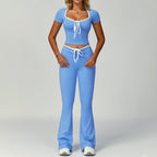 Womens Sports 78%Nylon 22%Spandex Yoga Set Z-2017 - flares pants print logo 22