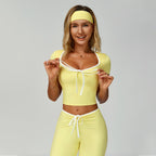 Womens Sports 78%Nylon 22%Spandex Yoga Set Z-2017 - short sleeve print logo 23